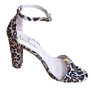 LULUS Leopard Print Chunky Open Toe Heels. Women’s size 8.5